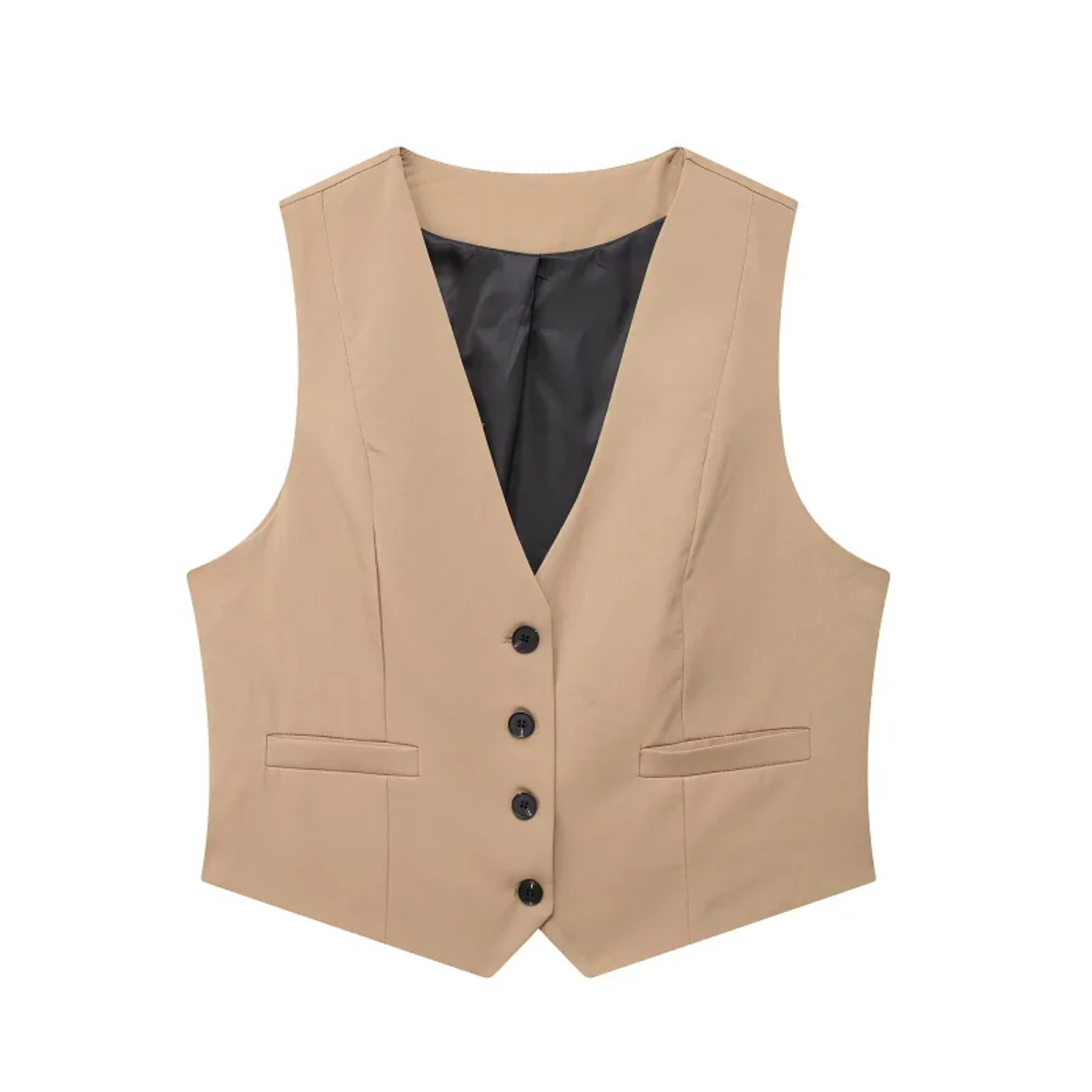 Wiktoria | Elegancki Letni Top Bez Rękawów w Kolorze Khaki - S - Woman tops