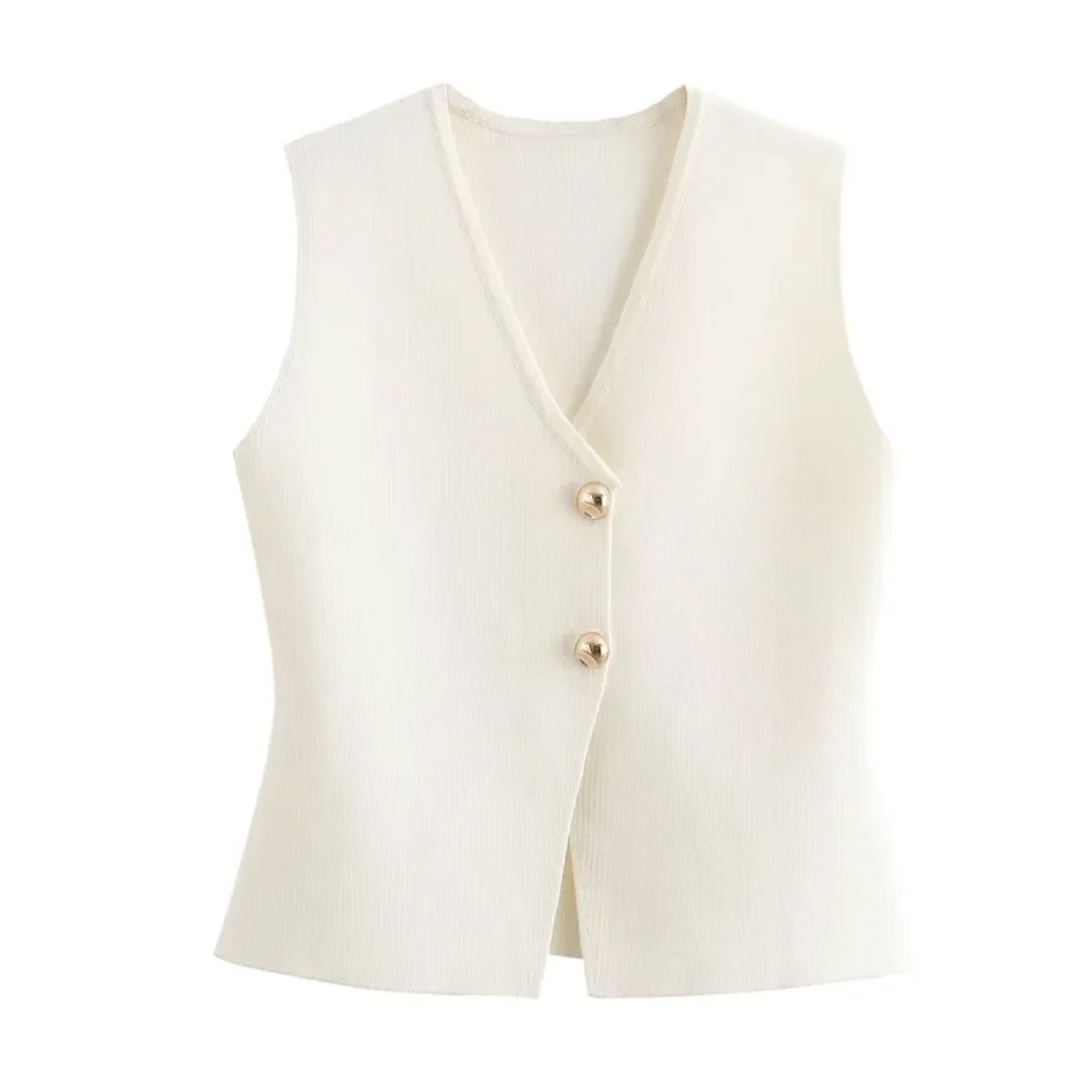 Amelia | Elegancki Dzianinowy Top Bez Rękawów Biały - S - Woman tops
